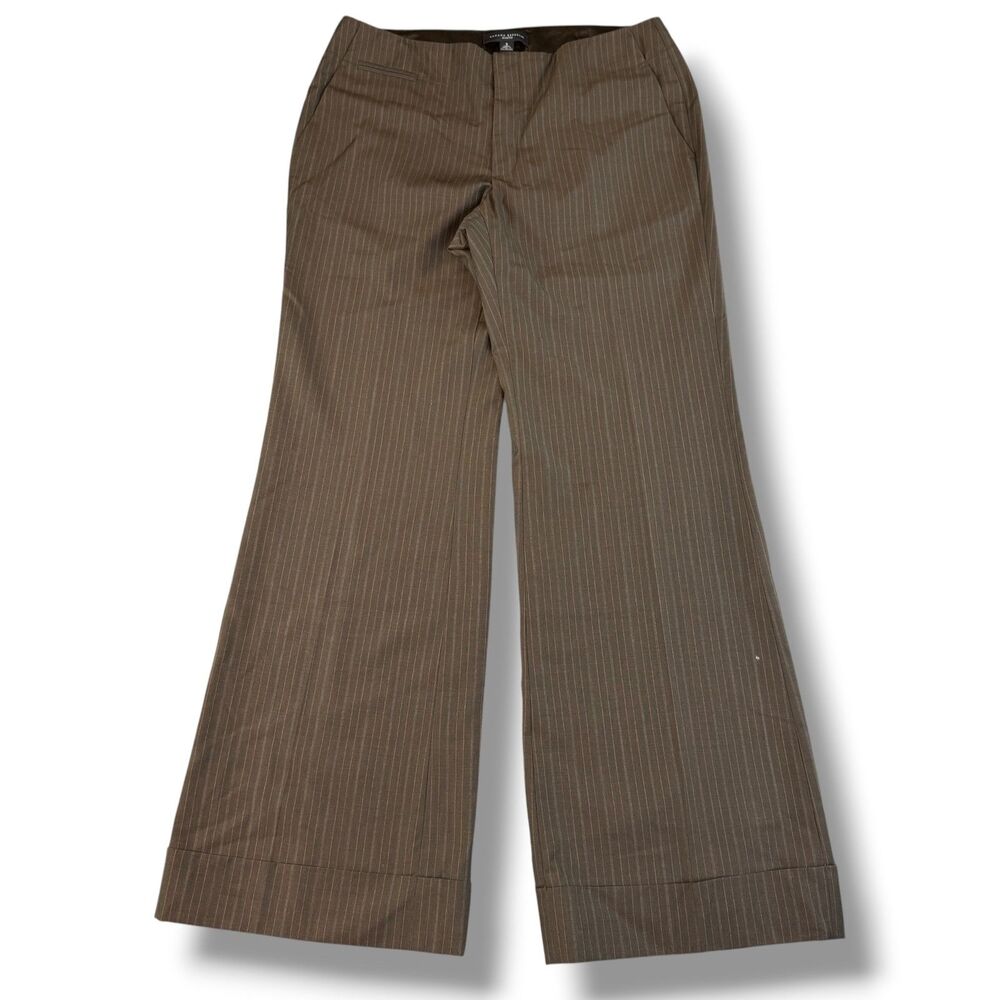 90's Vintage Brown Pinstripe Banana Republic Wool Dress Pants Office Siren Sz 8